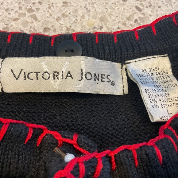 Vintage Victoria Jones Cardigan Christmas Sweater, Size Large - Picture 2 of 6
